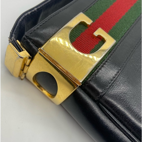Vintage Gucci Leather Shoulder Bag with Sherry Strip - Picture 3 of 16